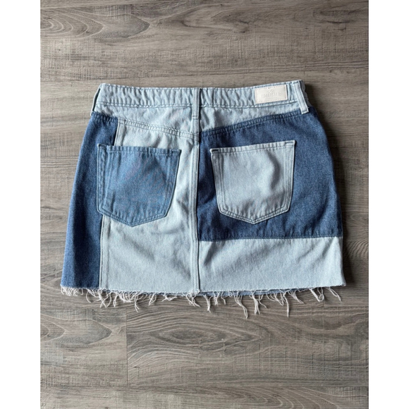 Hollister Patchwork Denim Mini Skirt Y2K High Rise 29 EUC Western Festival Boho - Picture 4 of 8